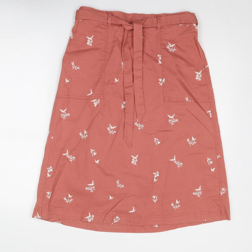 White Stuff Womens Pink Geometric Cotton A-Line Skirt Size 12 - Bird Pattern