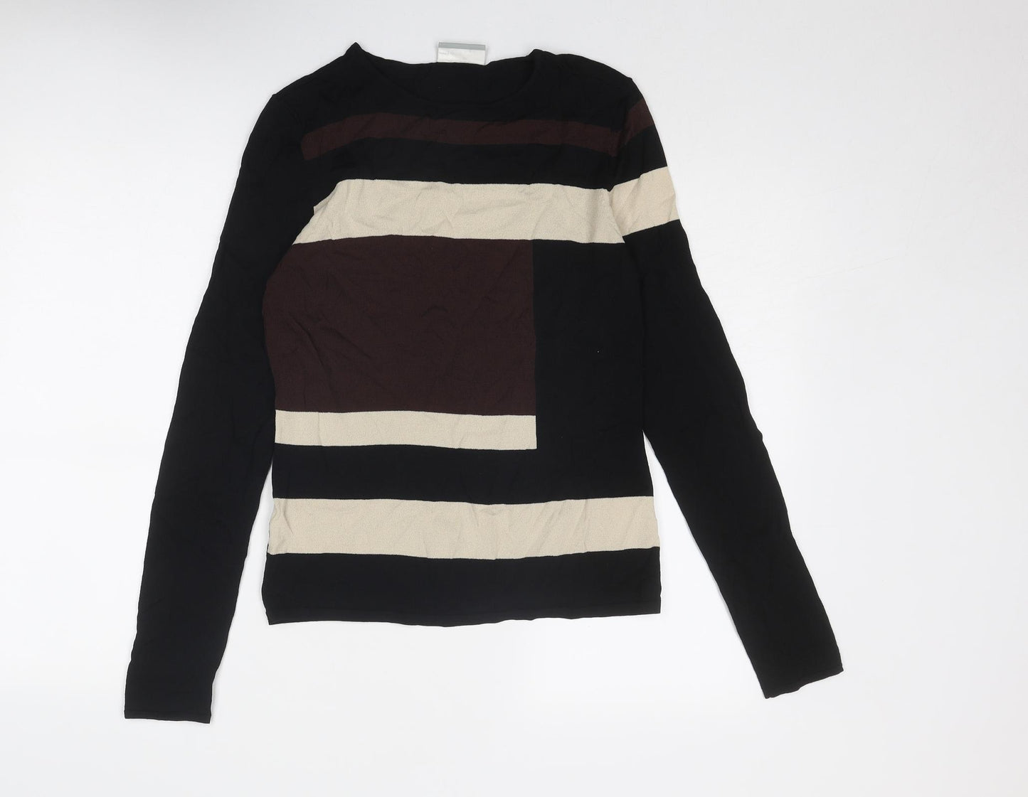 Wallis Womens Black Round Neck Viscose Pullover Jumper Size 12