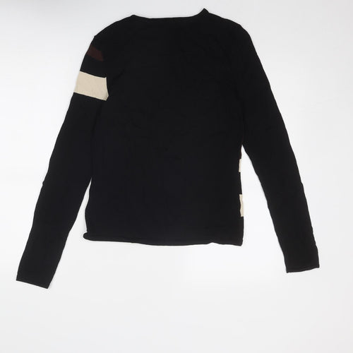 Wallis Womens Black Round Neck Viscose Pullover Jumper Size 12