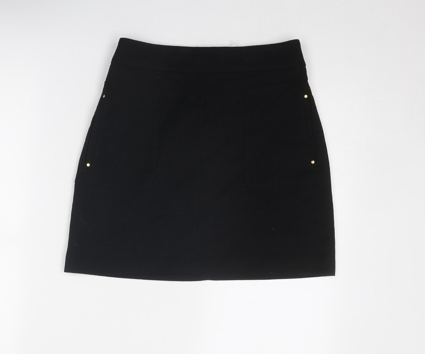 H&M Womens Black Polyester A-Line Skirt Size 8 Zip