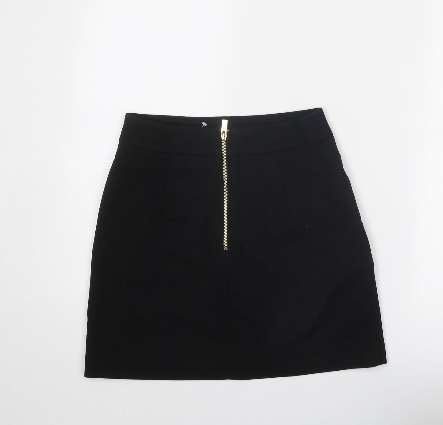 H&M Womens Black Polyester A-Line Skirt Size 8 Zip