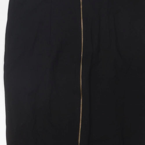 Zara Womens Black Polyester A-Line Skirt Size L Zip
