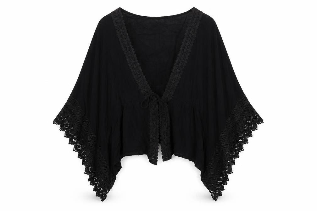 Front view of Blue Vanilla women’s black polyester cover up one size