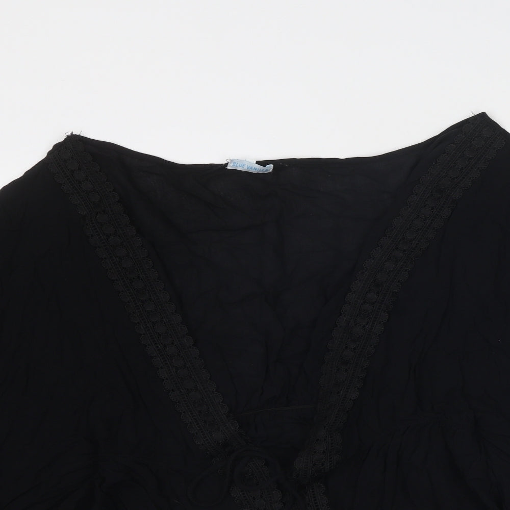 Blue Vanilla Womens Black Polyester Cover Up One Size