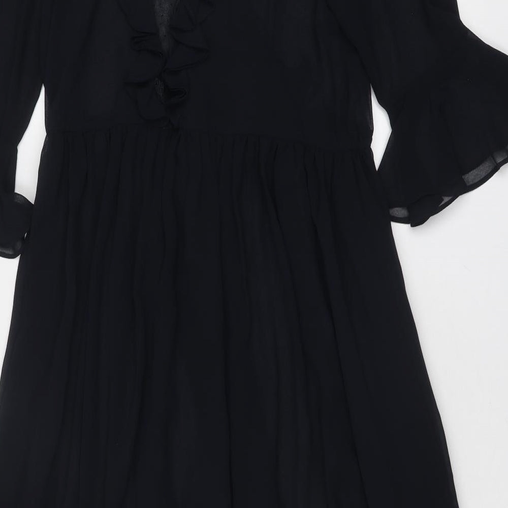 Studio by Preen Womens Blue Floral Polyester Trapeze & Swing Size 12 V-Neck Pullover