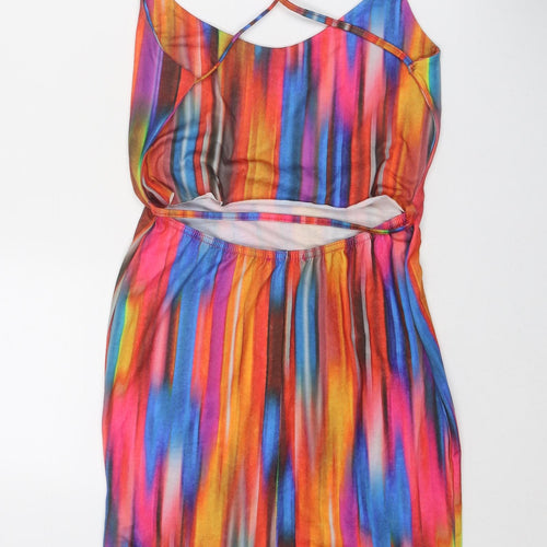 Boohoo Womens Multicoloured Geometric Polyester Bodycon Size 12 Round Neck Pullover