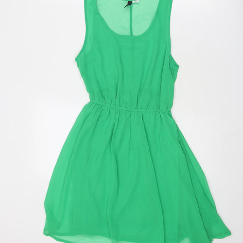 Divided by H&M Womens Green Polyester Fit & Flare Size 10 Round Neck Pullover