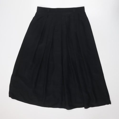Yarell Womens Black Polyester Pleated Skirt Size 14 Zip