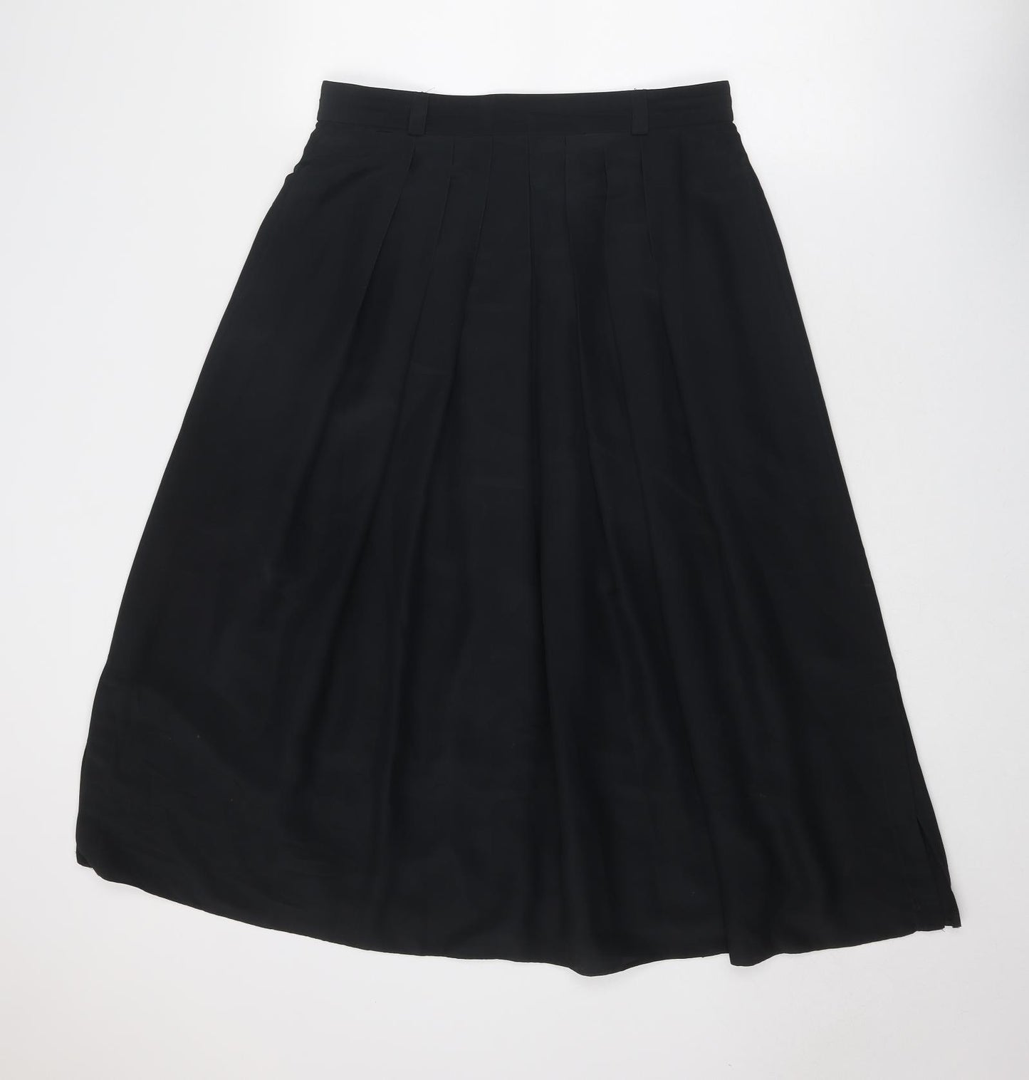 Yarell Womens Black Polyester Pleated Skirt Size 14 Zip