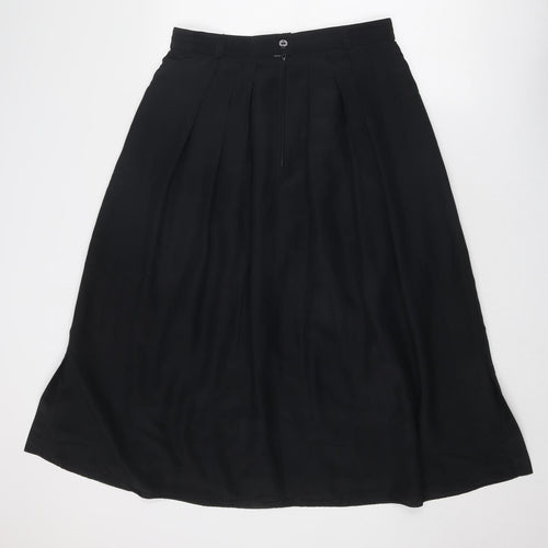 Yarell Womens Black Polyester Pleated Skirt Size 14 Zip