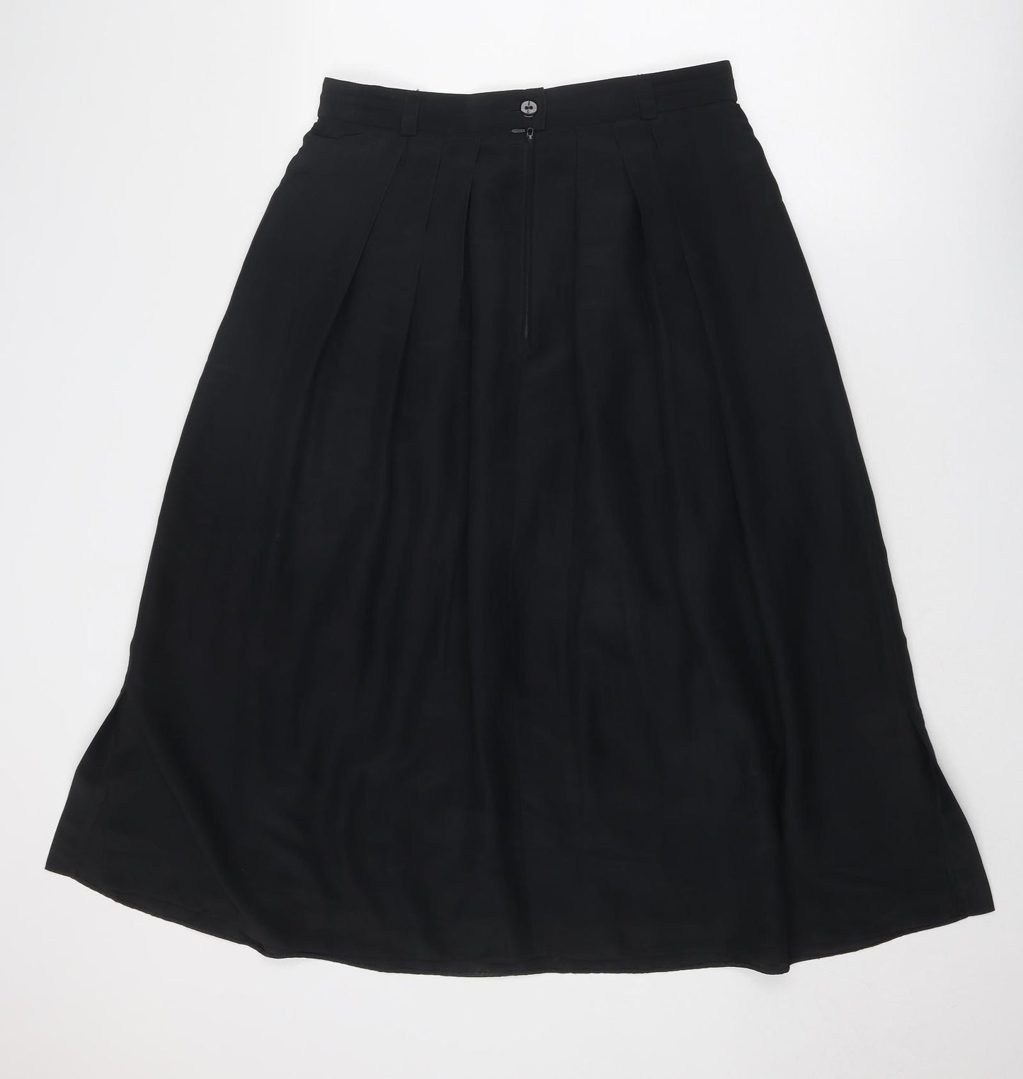 Yarell Womens Black Polyester Pleated Skirt Size 14 Zip