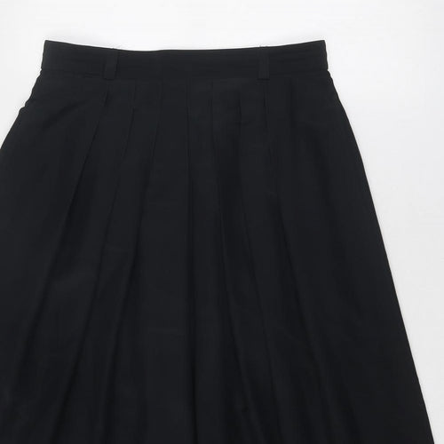 Yarell Womens Black Polyester Pleated Skirt Size 14 Zip