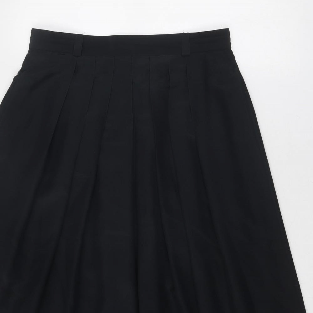 Yarell Womens Black Polyester Pleated Skirt Size 14 Zip