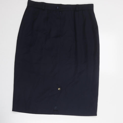 Hammer Womens Blue Polyester A-Line Skirt Size 34 in Zip