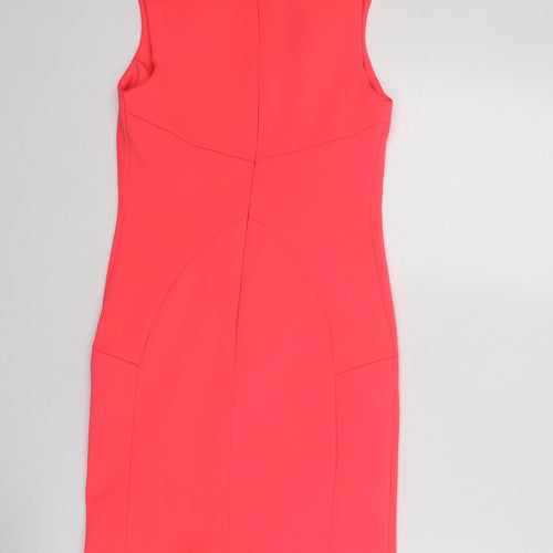 Topshop Womens Pink Polyester A-Line Size 8 V-Neck Zip