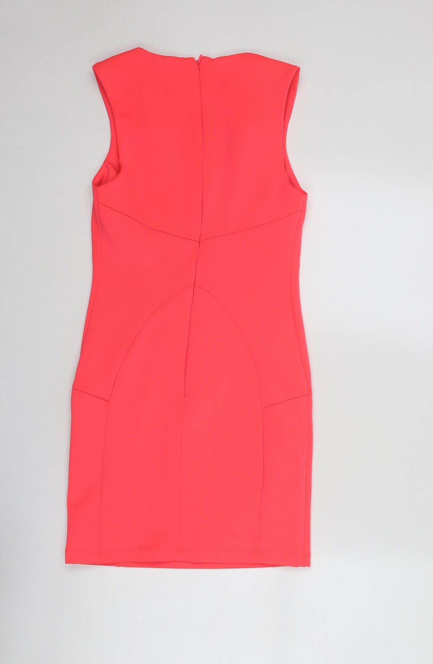 Topshop Womens Pink Polyester A-Line Size 8 V-Neck Zip
