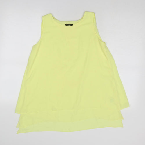 Roman Womens Yellow Polyester Basic Blouse Size 10 Round Neck