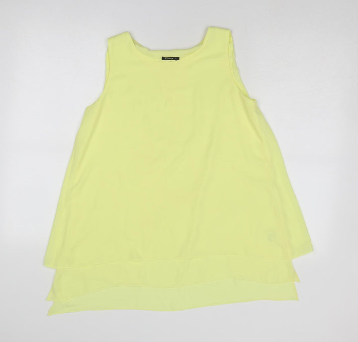 Roman Womens Yellow Polyester Basic Blouse Size 10 Round Neck