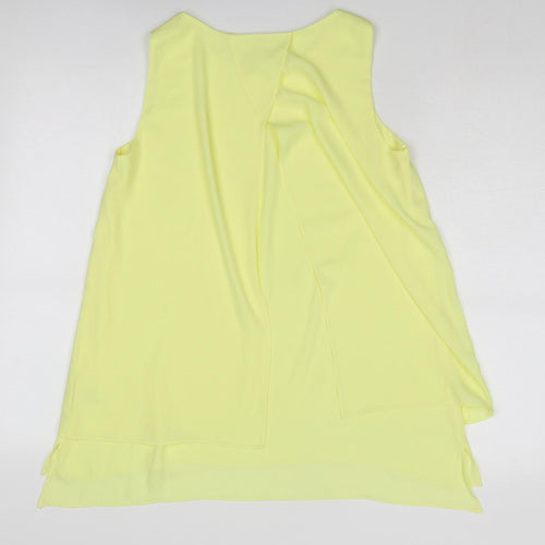 Roman Womens Yellow Polyester Basic Blouse Size 10 Round Neck