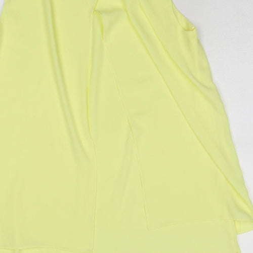 Roman Womens Yellow Polyester Basic Blouse Size 10 Round Neck