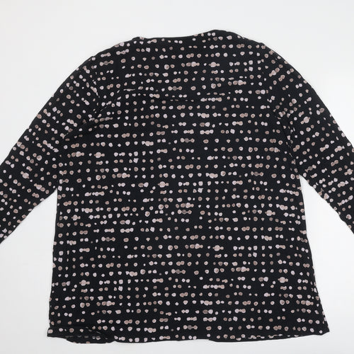 Classic Womens Black Geometric Viscose Basic T-Shirt Size 20 Round Neck