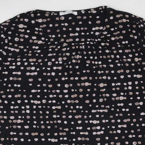 Classic Womens Black Geometric Viscose Basic T-Shirt Size 20 Round Neck