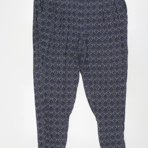 NEXT Womens Blue Geometric Viscose Harem Trousers Size 18 Regular