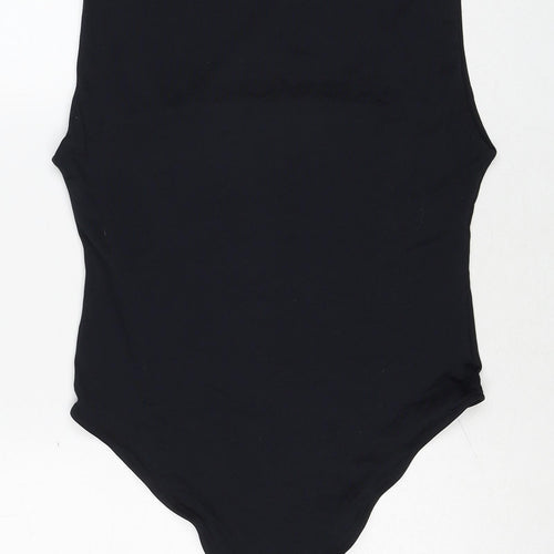 Zara Womens Black Polyester Bodysuit One-Piece Size L Snap