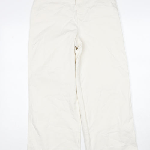 Gap Womens White Cotton Wide-Leg Jeans Size 6 Regular Zip