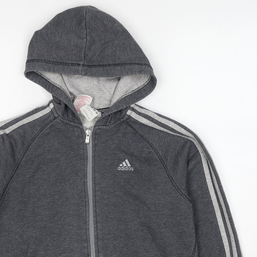 adidas Boys Grey Cotton Pullover Hoodie Size 13-14 Years Zip