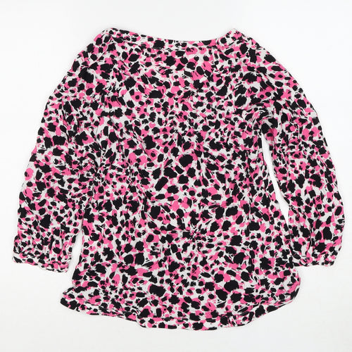 Warehouse Womens Pink Geometric Viscose Basic Blouse Size 12 V-Neck