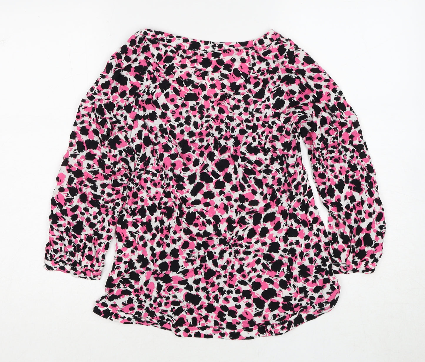 Warehouse Womens Pink Geometric Viscose Basic Blouse Size 12 V-Neck