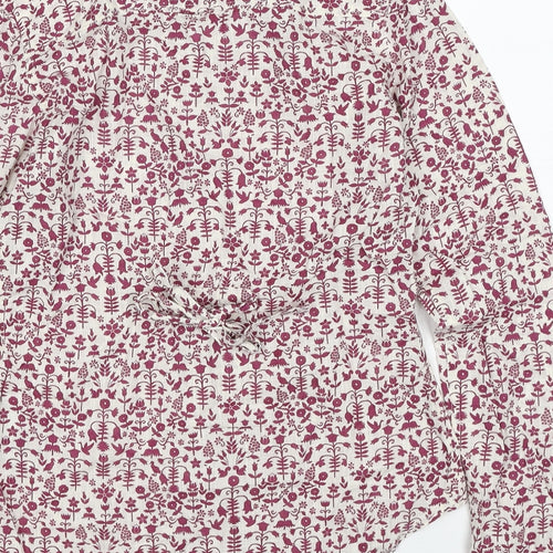 White Stuff Womens Multicoloured Geometric Cotton Basic Button-Up Size 10 Collared