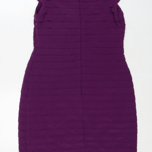 Scarlett Nite Womens Purple Polyester Shift Size 10 V-Neck Zip