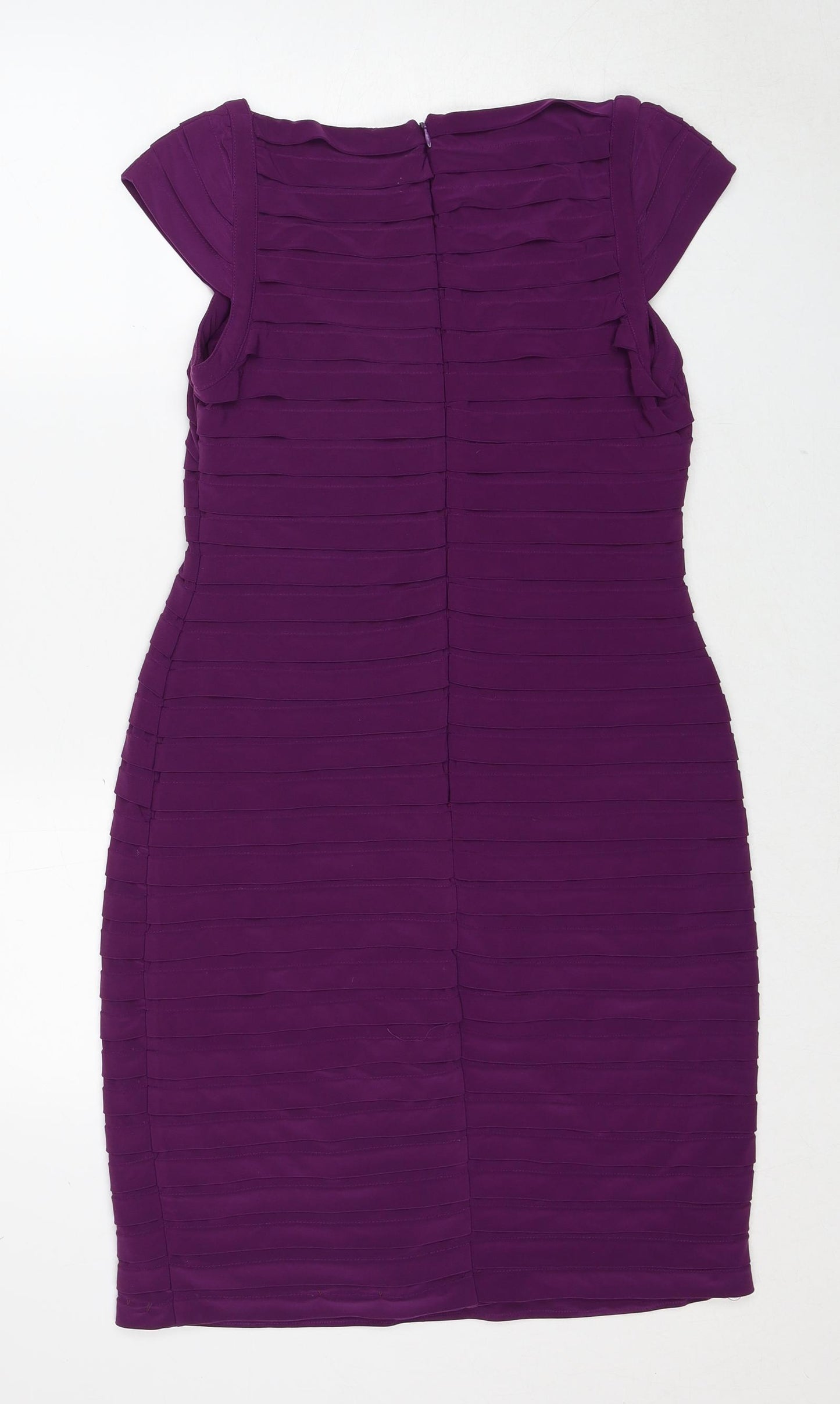 Scarlett Nite Womens Purple Polyester Shift Size 10 V-Neck Zip