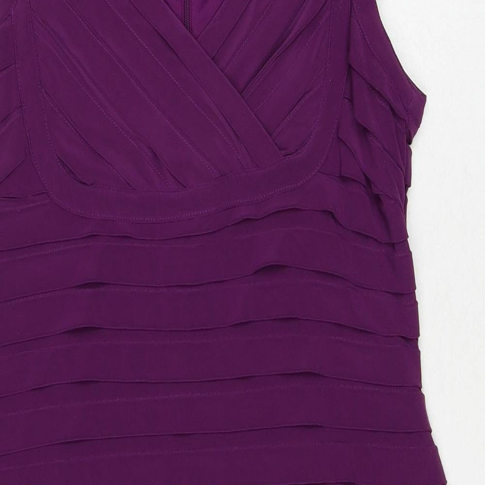 Scarlett Nite Womens Purple Polyester Shift Size 10 V-Neck Zip