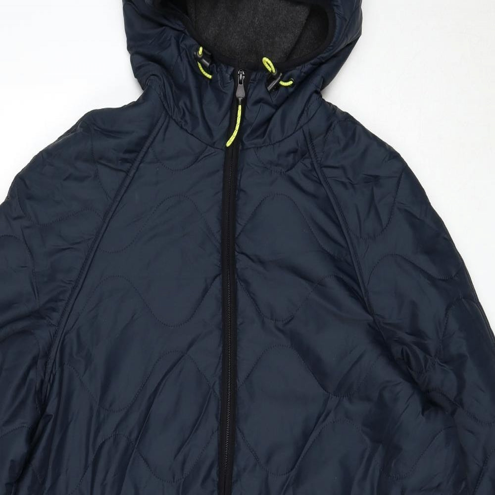 GOODMOVE Womens Blue Quilted Coat Size 16 Zip