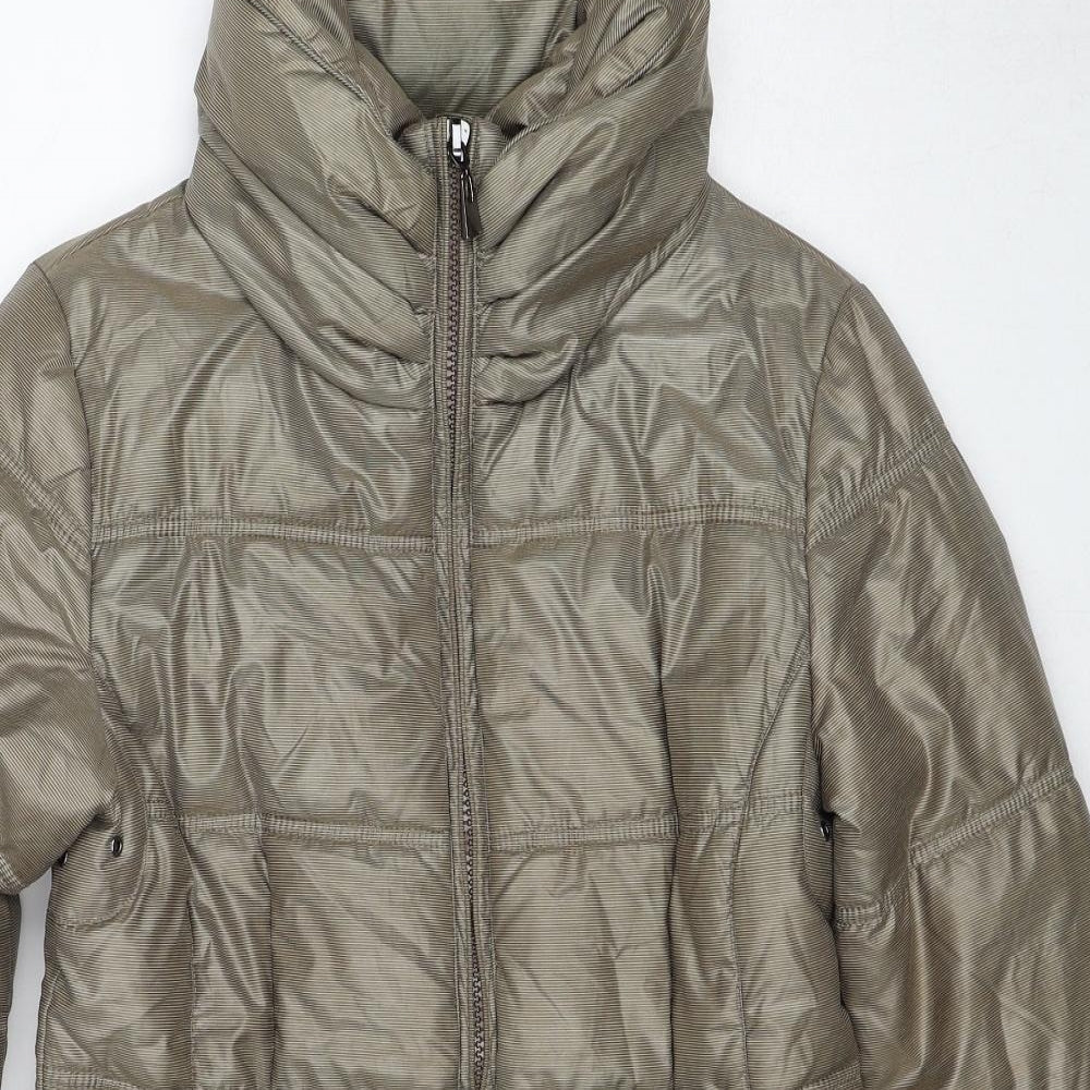 Edina Ronay Womens Beige Quilted Coat Size 10 Zip