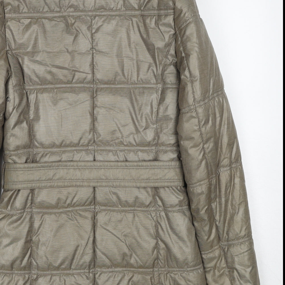 Edina Ronay Womens Beige Quilted Coat Size 10 Zip