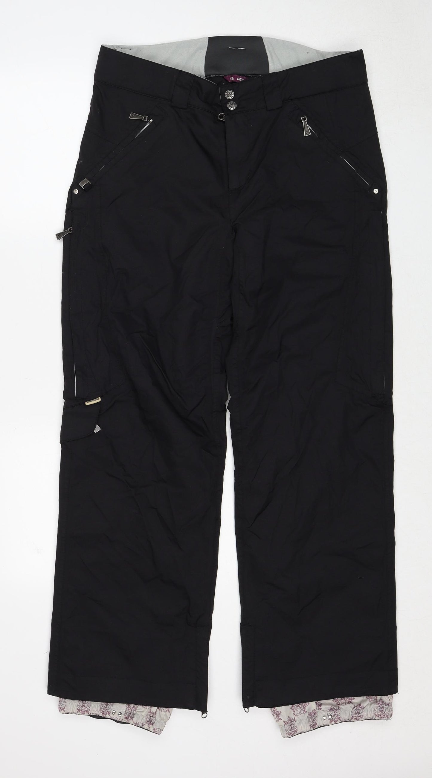Groovestar Womens Black Nylon Snow Pants Trousers Size 10 Regular Zip
