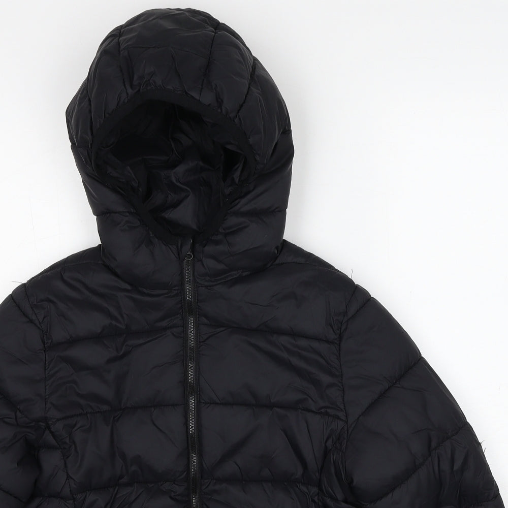 River Island Boys Black Quilted Jacket Size 12 Years Zip