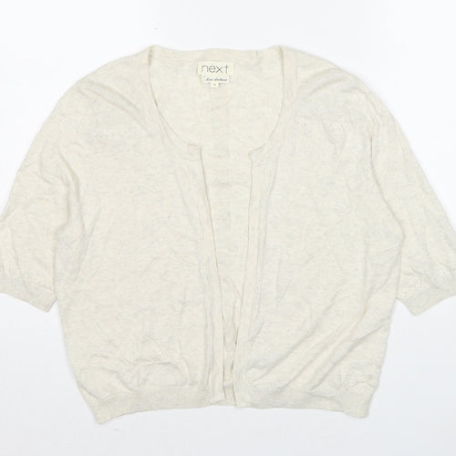 NEXT Womens Beige V-Neck Cotton Cardigan Jumper Size 14