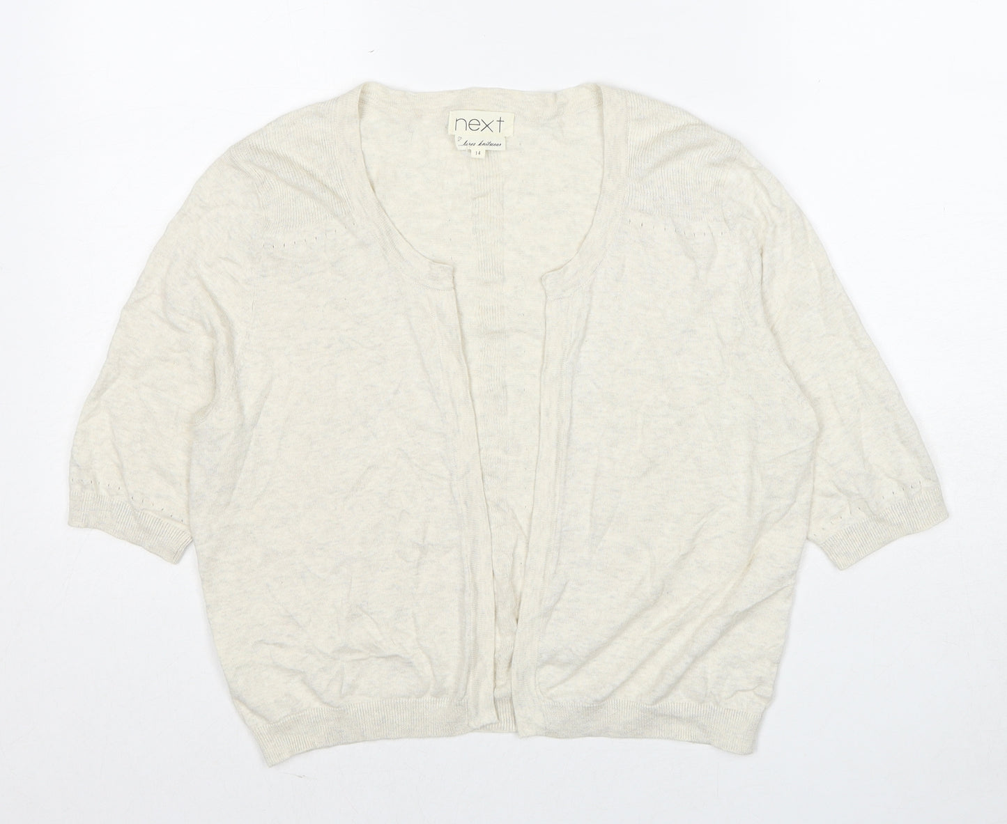 NEXT Womens Beige V-Neck Cotton Cardigan Jumper Size 14