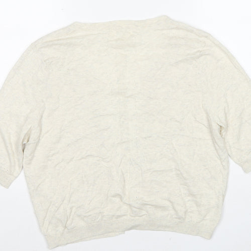 NEXT Womens Beige V-Neck Cotton Cardigan Jumper Size 14