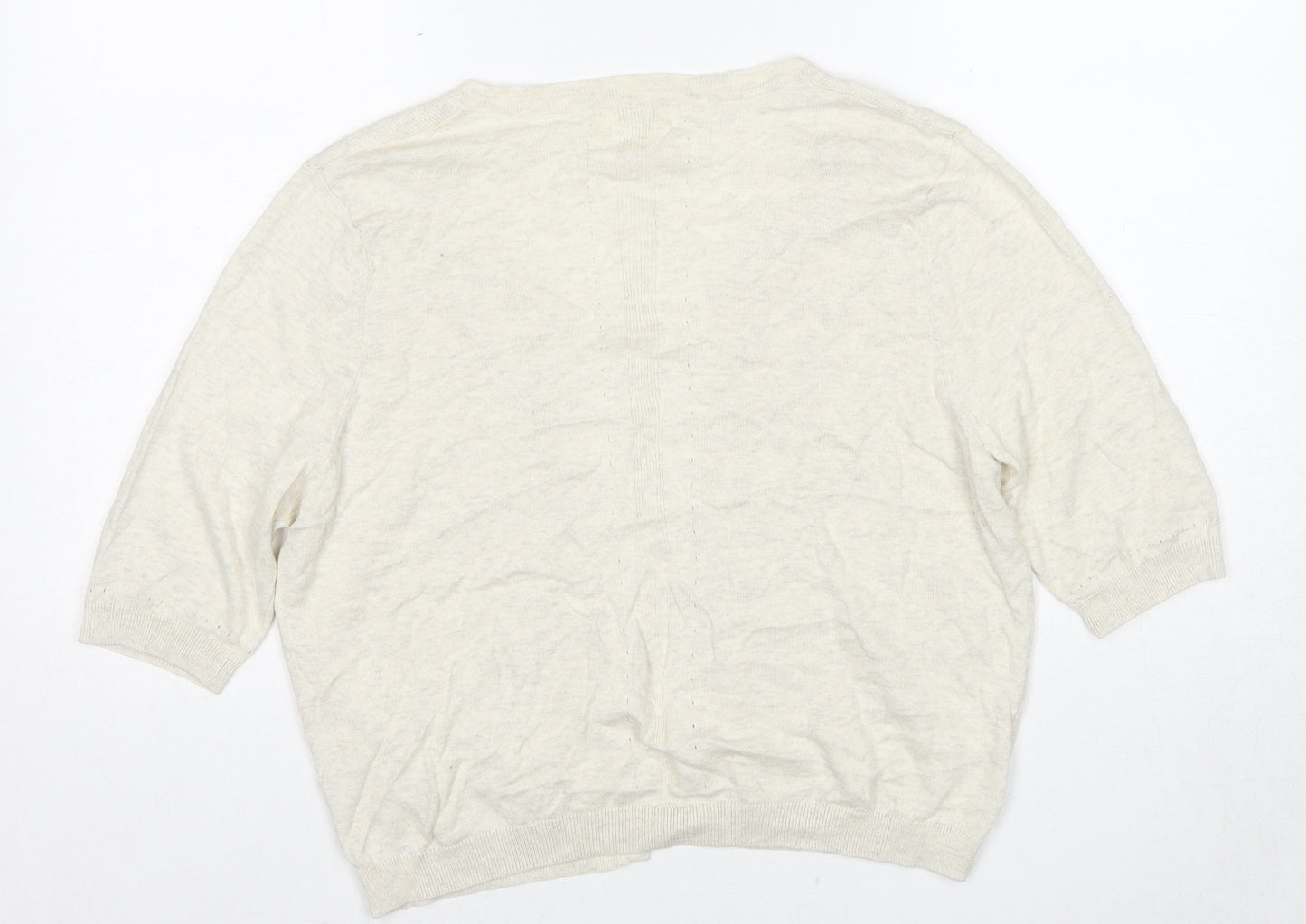 NEXT Womens Beige V-Neck Cotton Cardigan Jumper Size 14