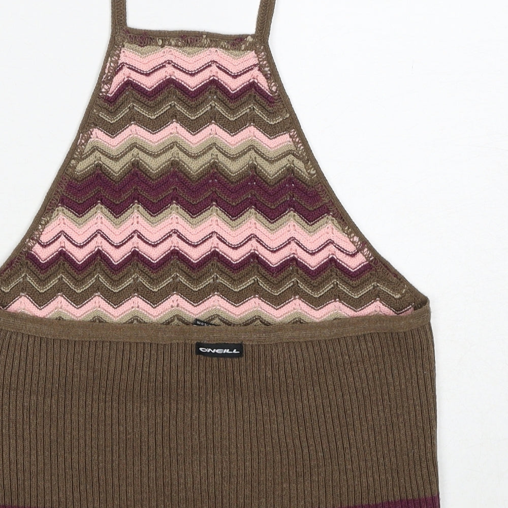 O'Neill Womens Brown Geometric Acrylic Basic Tank Size M Halter