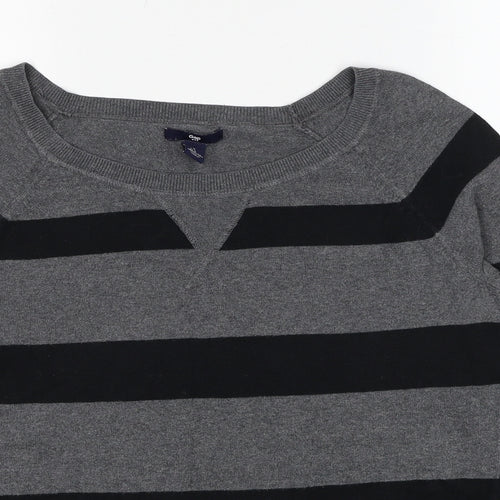 Gap Womens Grey Round Neck Striped Polyester Pullover Jumper Size S