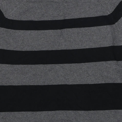 Gap Womens Grey Round Neck Striped Polyester Pullover Jumper Size S