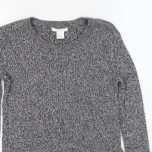 H&M Womens Grey Round Neck Cotton Pullover Jumper Size XS