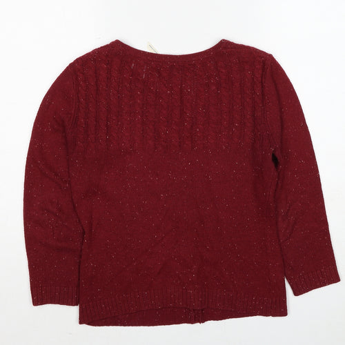 Ness Womens Red Round Neck Cotton Cardigan Jumper Size S
